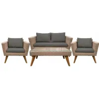 Set mobilă terasă Jumi Malmo Ratan artificial/ Sticlă/ Rattan artificial/ Beige photo 2