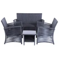 Set mobilă terasă Villager Malaga Metal/ Sticlă/ Rattan artificial/ Black photo 2