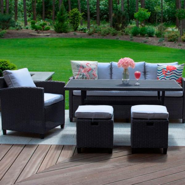 Set mobilă terasă Jumi Milano Ratan artificial/ Polipropilenă/ Rattan artificial/ Gray photo 4
