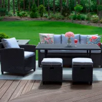 Set mobilă terasă Jumi Milano Ratan artificial/ Polipropilenă/ Rattan artificial/ Gray photo 4