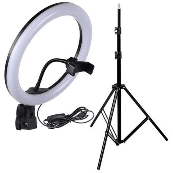 Trepied cu lampă Selfie Ring Light MJ33 304 mm Black photo 2