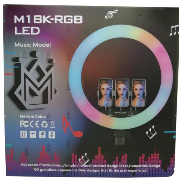 Штатив с круглой лампой Selfie Ring Light M18K 18" Черный photo 8