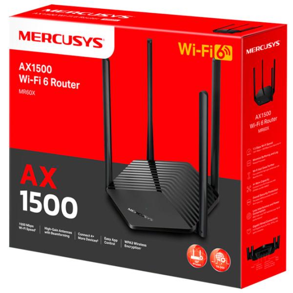 Wi-Fi Router Mercusys MR60X 300 Mbit/ s/ 1201 Mbit/ s/ Black photo 4