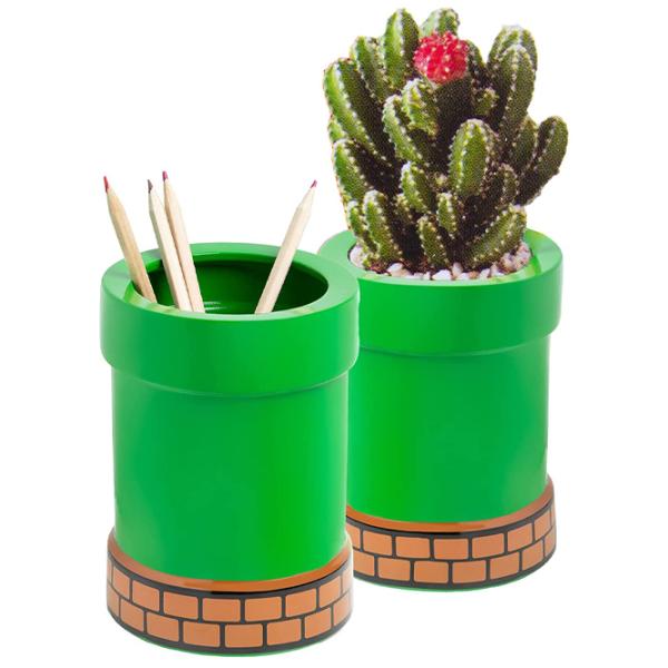 Figurină cu suport pentru flori Paladone Super Mario Warp Pipe Flower Pot and Pen 12+/ Green photo 2