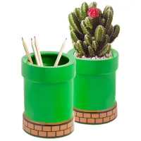 Figurină cu suport pentru flori Paladone Super Mario Warp Pipe Flower Pot and Pen 12+/ Green photo 2