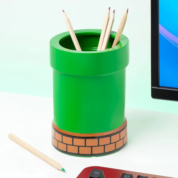 Figurină cu suport pentru flori Paladone Super Mario Warp Pipe Flower Pot and Pen 12+/ Green photo 3