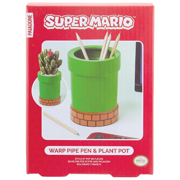 Figurină cu suport pentru flori Paladone Super Mario Warp Pipe Flower Pot and Pen 12+/ Green photo 4