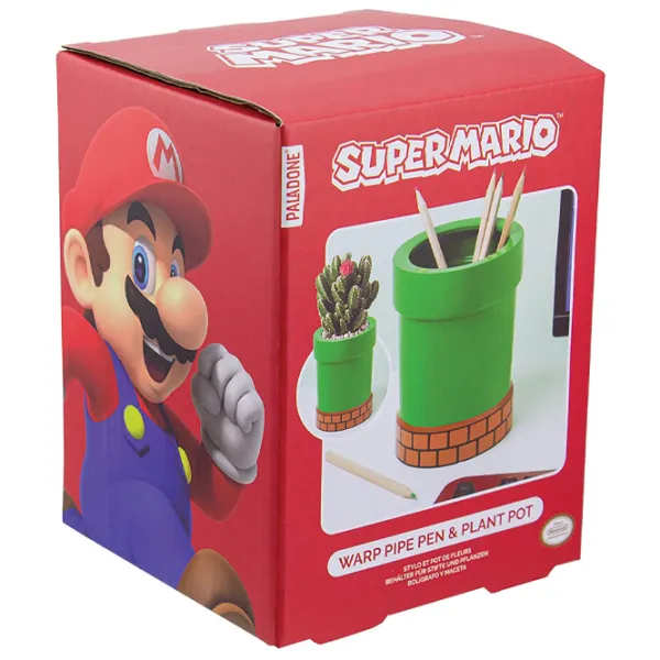 Figurină cu suport pentru flori Paladone Super Mario Warp Pipe Flower Pot and Pen 12+/ Green photo 5