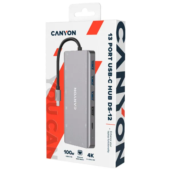 Адаптер Hub Canyon DS-12 USB Type-C/ Grey photo 2 Адаптер Hub Canyon DS-12 USB Type-C/ Grey photo 2