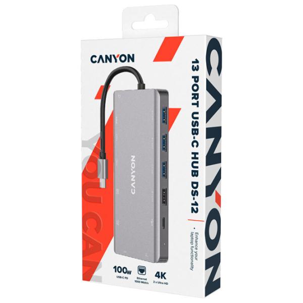 Адаптер Hub Canyon DS-12 USB Type-C/ Grey photo 2 Адаптер Hub Canyon DS-12 USB Type-C/ Grey photo 2