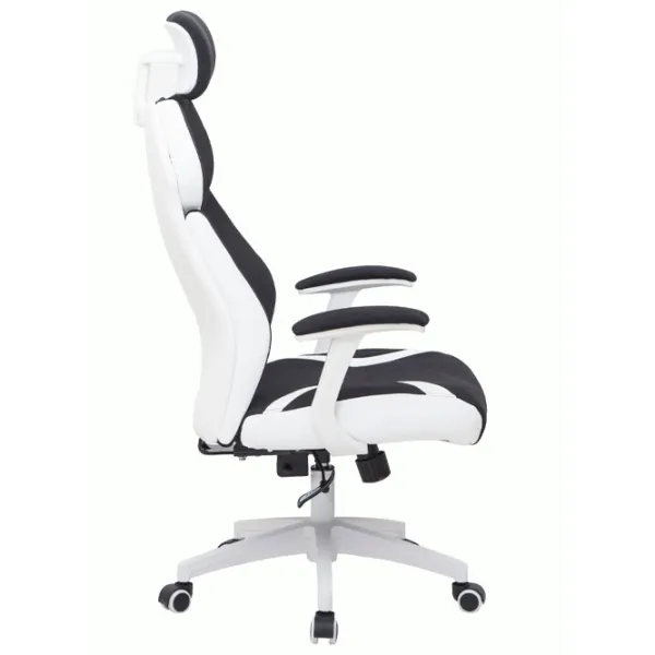 Fotoliu de birou Magnus CR 7029H Stofă, ECO piele/ Black White photo 2