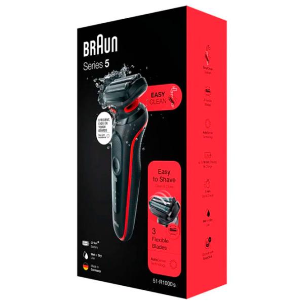 Бритва электрическая Braun 51-R1000s Красный Черный  photo 4