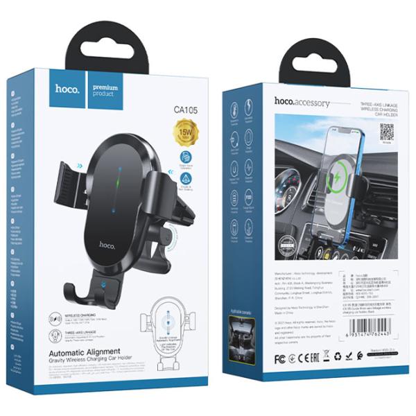 Încărcător auto Hoco CA105 Wireless Charger 2 A/ Black photo 4