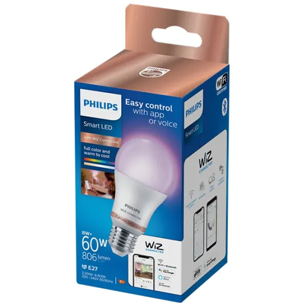 Bec inteligent LED Philips A60 929002383621 E27/ 8 W/ 6500 K/ 806lm/ RGB photo 2