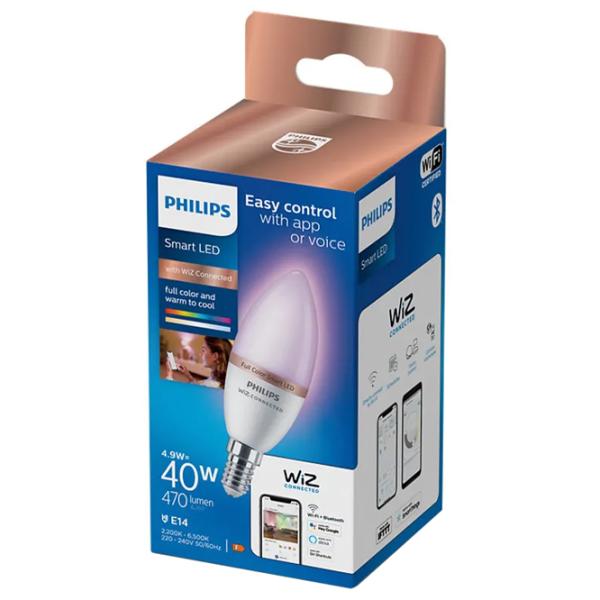 Умная лампочка светодиодная Philips Smart C37 929002448821 E14/ 4.9 Вт/ 6500 К/ 470лм/ RGB photo 2