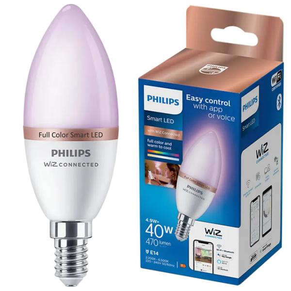 Умная лампочка светодиодная Philips Smart C37 929002448821 E14/ 4.9 Вт/ 6500 К/ 470лм/ RGB photo 3