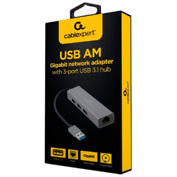 Adaptor de rețea Cablexpert A-AMU3-LAN-01 LAN/ Gray photo 5