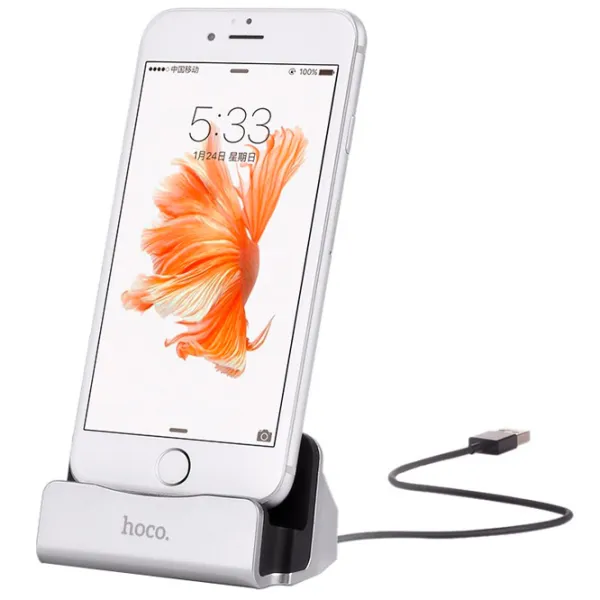 Suport pentru telefon Hoco CPH18 USB Charging Dock Silver photo 2