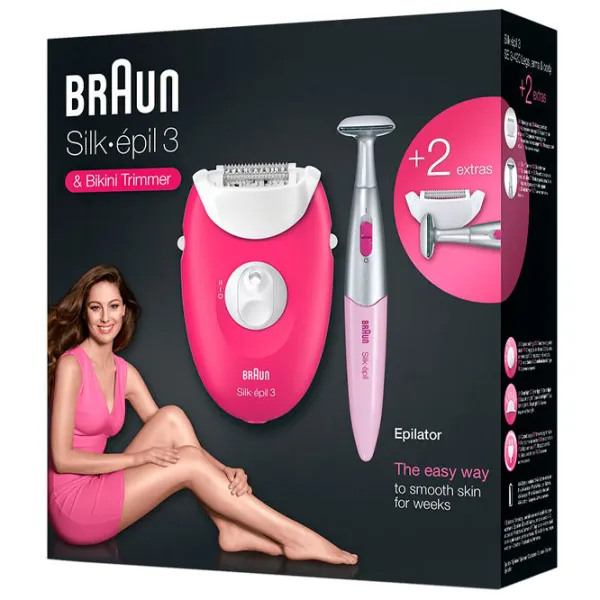Эпилятор Braun SE3420 Сухая/ Белый Розовый photo 5
