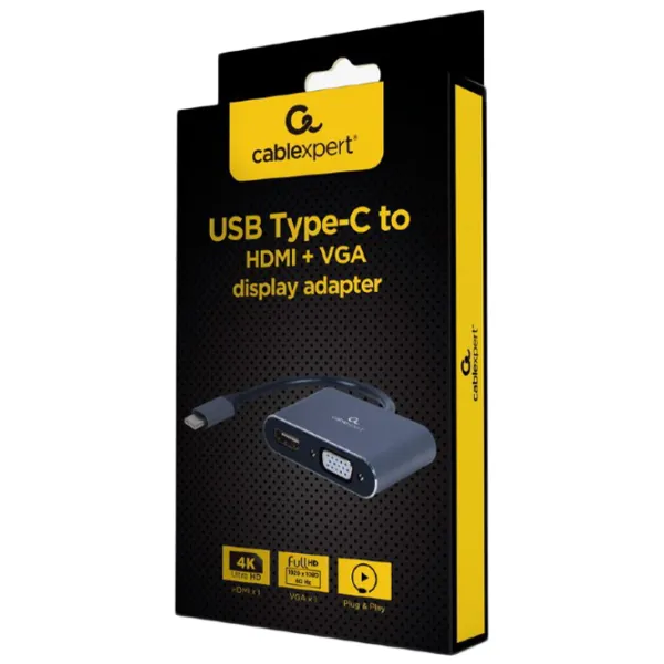 Адаптер Cablexpert A-USB3C-HDMIVGA-01 USB Type-C/ Grey photo 2 Адаптер Cablexpert A-USB3C-HDMIVGA-01 USB Type-C/ Grey photo 2
