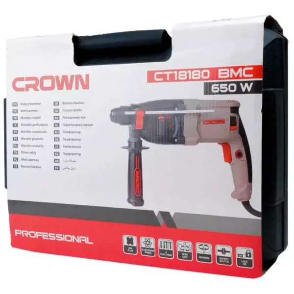 Перфоратор Crown CT18180-BMC 650 Вт/ Серый photo 7