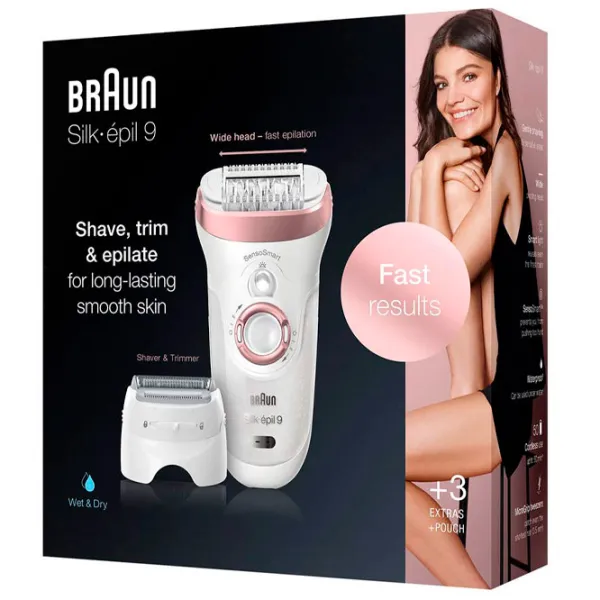 Эпилятор Braun SES9720 Сухая/ Влажная/ Розовый Белый photo 4