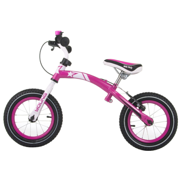 Bicicletă fără pedale Milly Mally Young 12" Oțel/ Pink White photo 2 Bicicletă fără pedale Milly Mally Young 12" Oțel/ Pink White photo 2