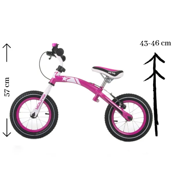 Bicicletă fără pedale Milly Mally Young 12" Oțel/ Pink White photo 4 Bicicletă fără pedale Milly Mally Young 12" Oțel/ Pink White photo 4