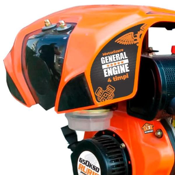 Motocultor Ruris 650KSD + roți 4.00*8 + freză + rariță 4 timpi/ Motorină photo 3