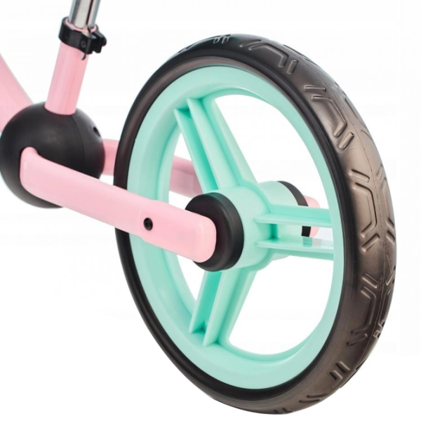 Bicicletă fără pedale BabyTiger Flow 12" Oțel/ Pink Mint photo 5