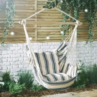 Scaun-hamac VonHaus 2522108 5476969 120 kg/ Bumbac/ White photo 4