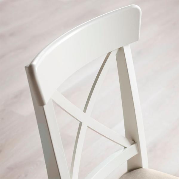 Scaun de bucătărie Ikea Ingolf Stofă/ White Beige photo 3