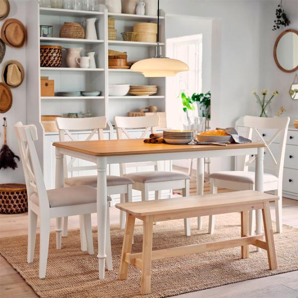Scaun de bucătărie Ikea Ingolf Stofă/ White Beige photo 6