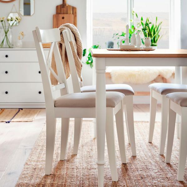 Scaun de bucătărie Ikea Ingolf Stofă/ White Beige photo 7