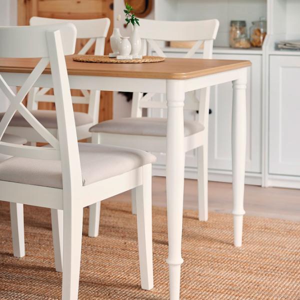 Scaun de bucătărie Ikea Ingolf Stofă/ White Beige photo 8