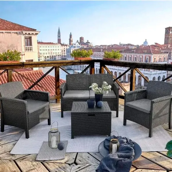 Set mobilă terasă Bica Venezia 2 Ratan artificial/ Polipropilenă/ Rattan artificial/ Graphite photo 3