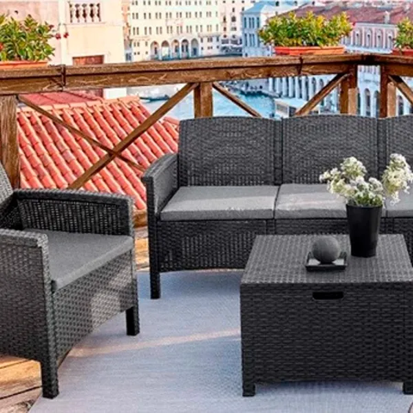 Set mobilă terasă Bica Venezia 3 Ratan artificial/ Polipropilenă/ Rattan artificial/ Graphite photo 2