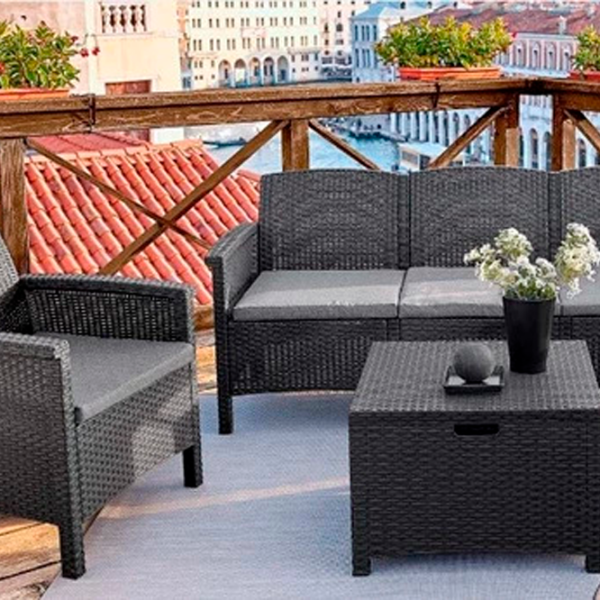 Set mobilă terasă Bica Venezia 3 Ratan artificial/ Polipropilenă/ Rattan artificial/ Graphite photo 2