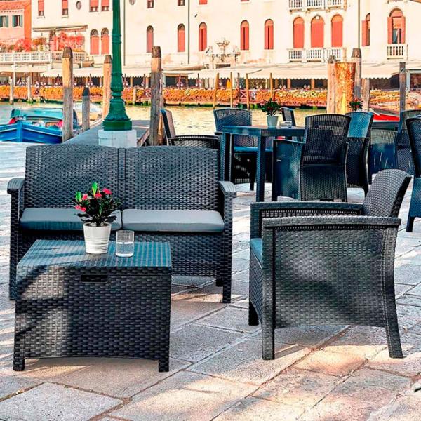Set mobilă terasă Bica Venezia 3 Ratan artificial/ Polipropilenă/ Rattan artificial/ Graphite photo 3