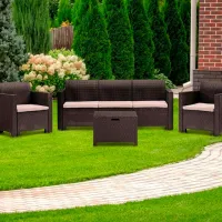Set mobilă terasă Bica Nebraska 3 Ratan artificial/ Polipropilenă/ Rattan artificial/ Brown photo 4