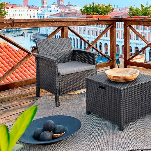Set mobilă terasă Bica Venezia Terrace Aluminiu/ Polipropilenă/ Rattan artificial/ Graphite photo 4