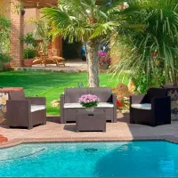 Set mobilă terasă Bica Nebraska 2 Aluminiu/ Polipropilenă/ Rattan artificial/ Brown photo 4
