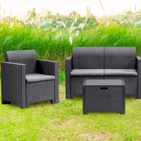 Set mobilă terasă Bica Nebraska 2 Aluminiu/ Polipropilenă/ Rattan artificial/ Graphite photo 5