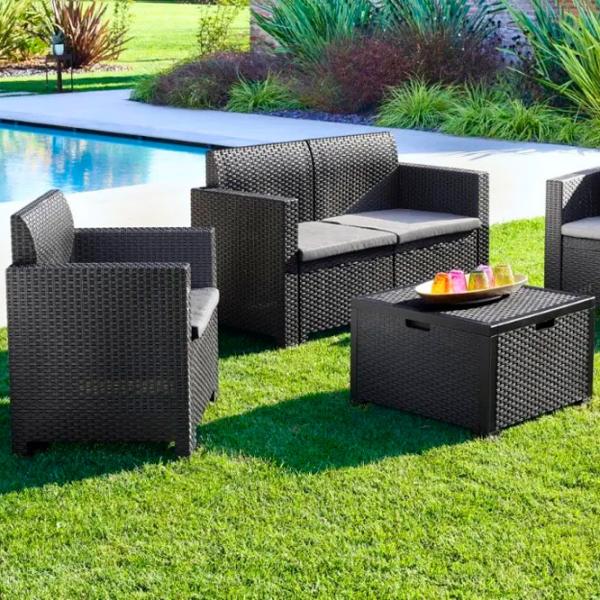Set mobilă terasă Bica Nebraska 2 Aluminiu/ Polipropilenă/ Rattan artificial/ Graphite photo 6