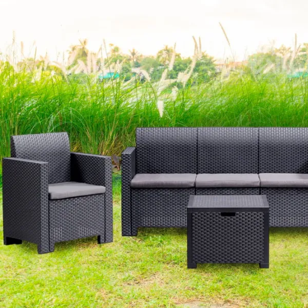 Set mobilă terasă Bica Nebraska 3 Ratan artificial/ Polipropilenă/ Rattan artificial/ Graphite photo 5