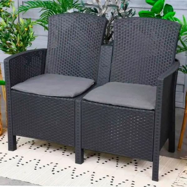 Set mobilă terasă Bica Lido 2 Storage Ratan artificial/ Polipropilenă/ Rattan artificial/ Graphite photo 2