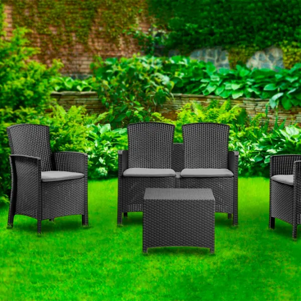 Set mobilă terasă Bica Lido 2 Storage Ratan artificial/ Polipropilenă/ Rattan artificial/ Graphite photo 4