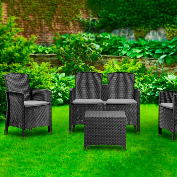 Set mobilă terasă Bica Lido 2 Storage Ratan artificial/ Polipropilenă/ Rattan artificial/ Graphite photo 4