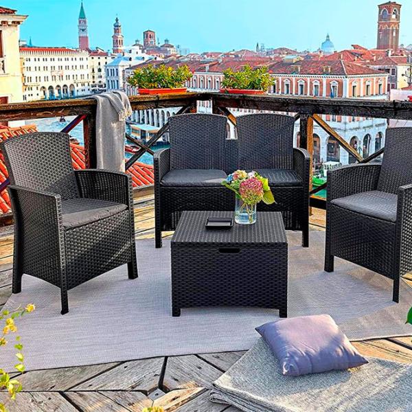 Set mobilă terasă Bica Lido 2 Storage Ratan artificial/ Polipropilenă/ Rattan artificial/ Graphite photo 5