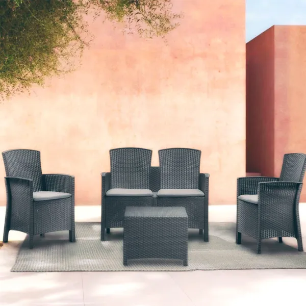 Set mobilă terasă Bica Lido 2 Storage Ratan artificial/ Polipropilenă/ Rattan artificial/ Graphite photo 6